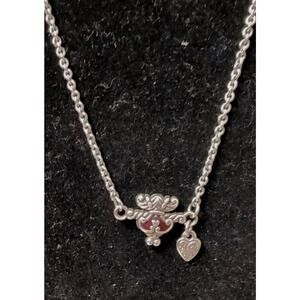 Brighton Necklace Small Pendant W/ Tiny Heart Red Enamel 16" Chain 2" Extender